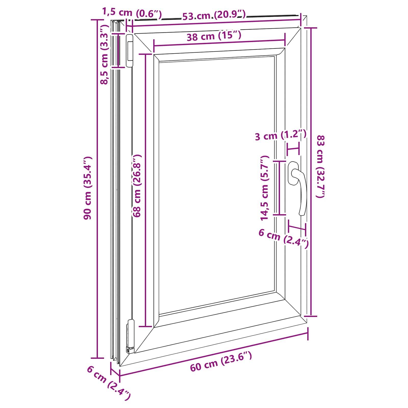 vidaXL Kellerfenster RISOR 60 x 90 cm PVC und Glas Anthrazit