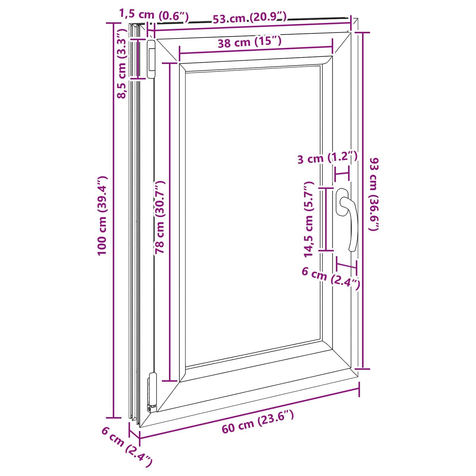 vidaXL Kellerfenster RISOR 60 x 100 cm PVC und Glas Anthrazit