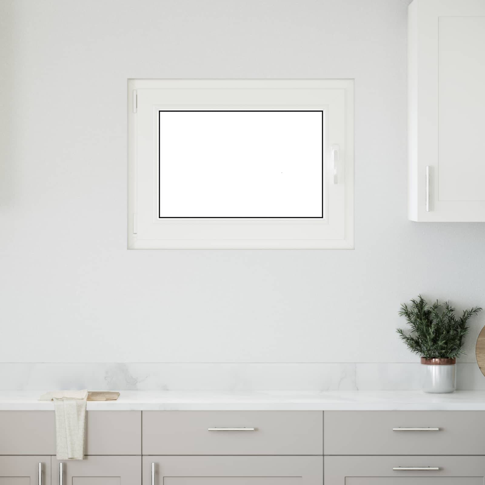 Kellerfenster RISOR Weiß 80 x 50 cm PVC und Glas