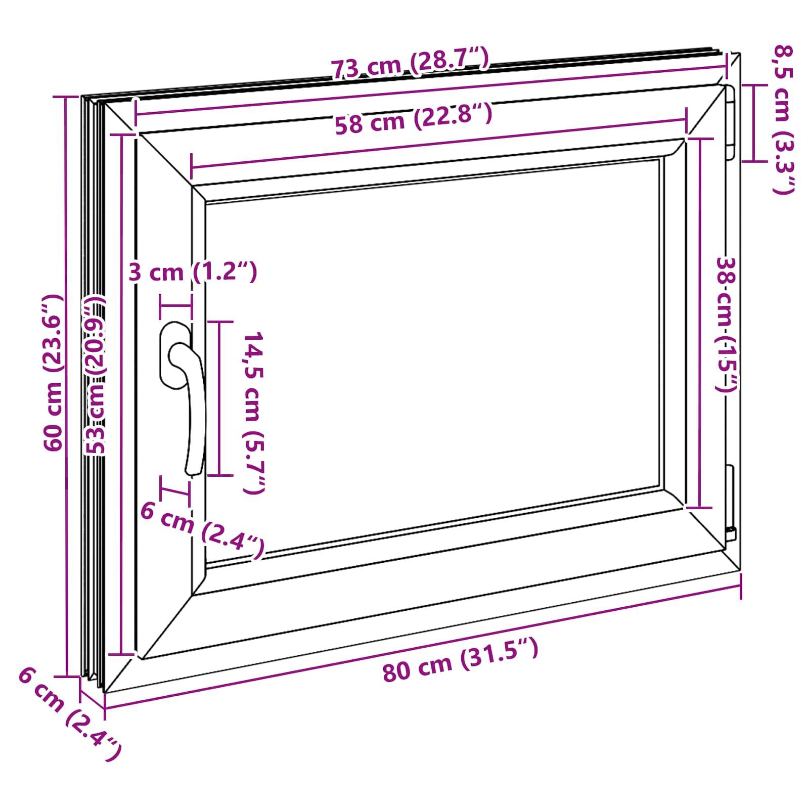vidaXL Kellerfenster RISOR 80 x 50 cm PVC und Glas Anthrazit