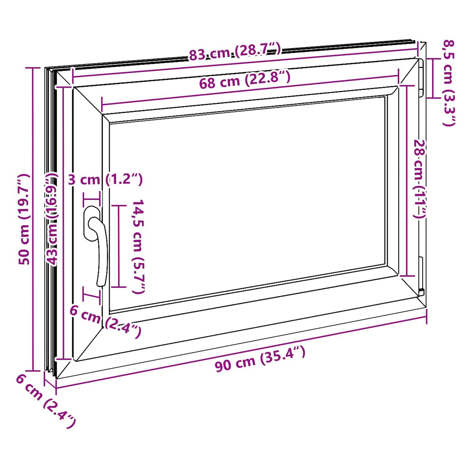 Kellerfenster RISOR Anthrazit 80 x 70 cm PVC und Glas
