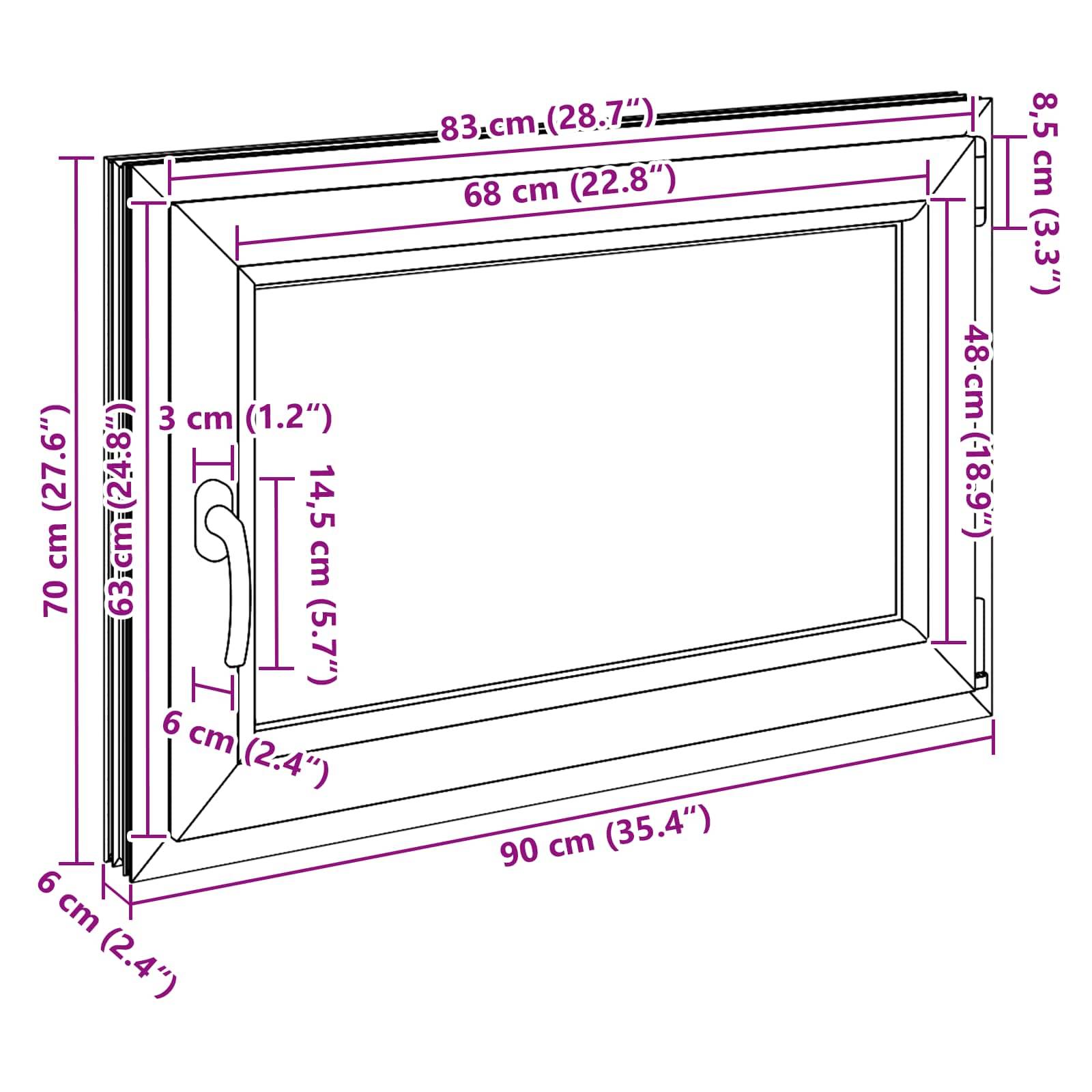 vidaXL Kellerfenster RISOR 90 x 70 cm PVC und Glas Weiß