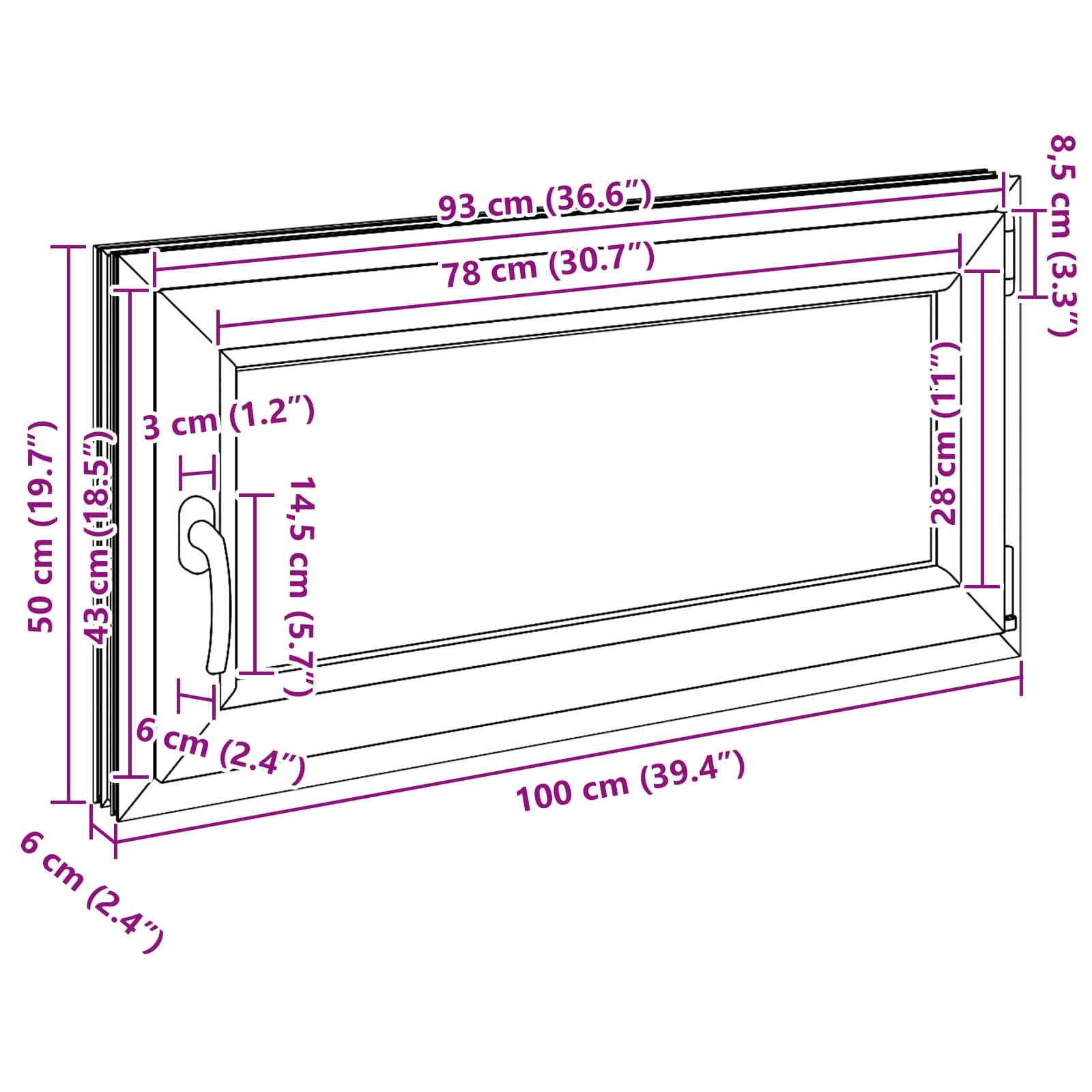 Kellerfenster RISOR Weiß 100 x 50 cm PVC und Glas
