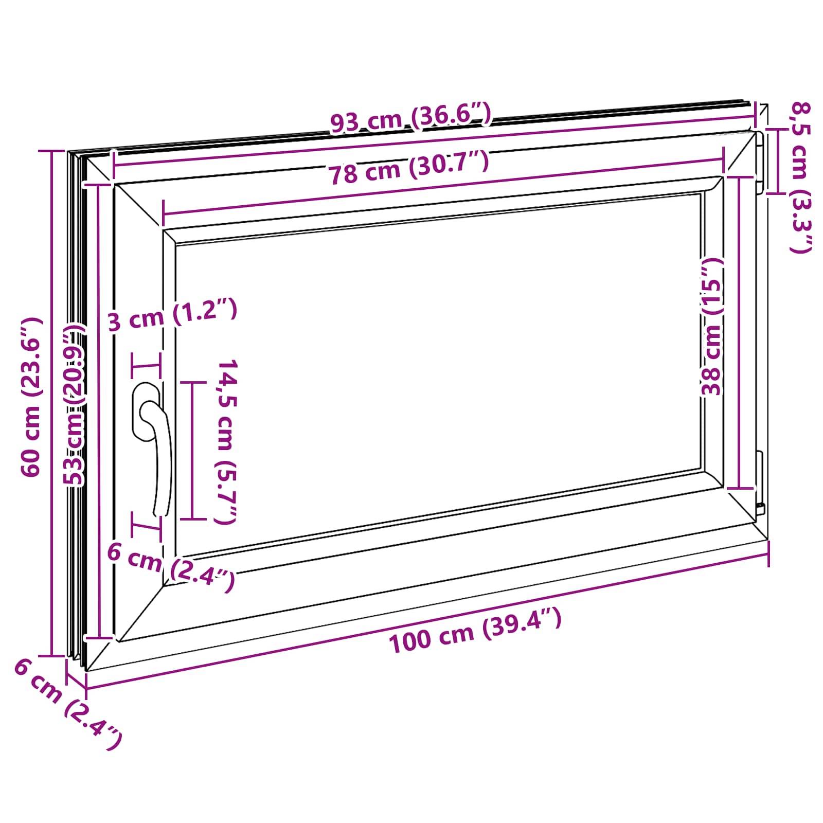Kellerfenster RISOR Anthrazit 100 x 60 cm PVC und Glas