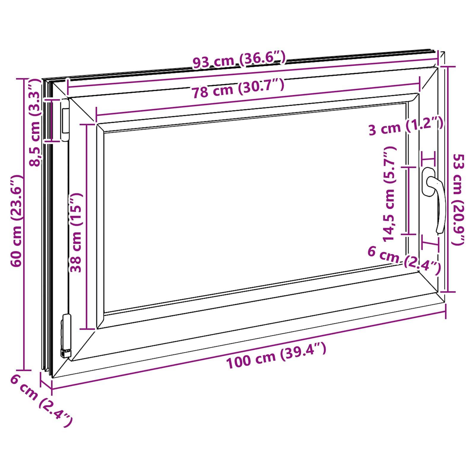 Kellerfenster RISOR Weiß 100 x 60 cm PVC und Glas
