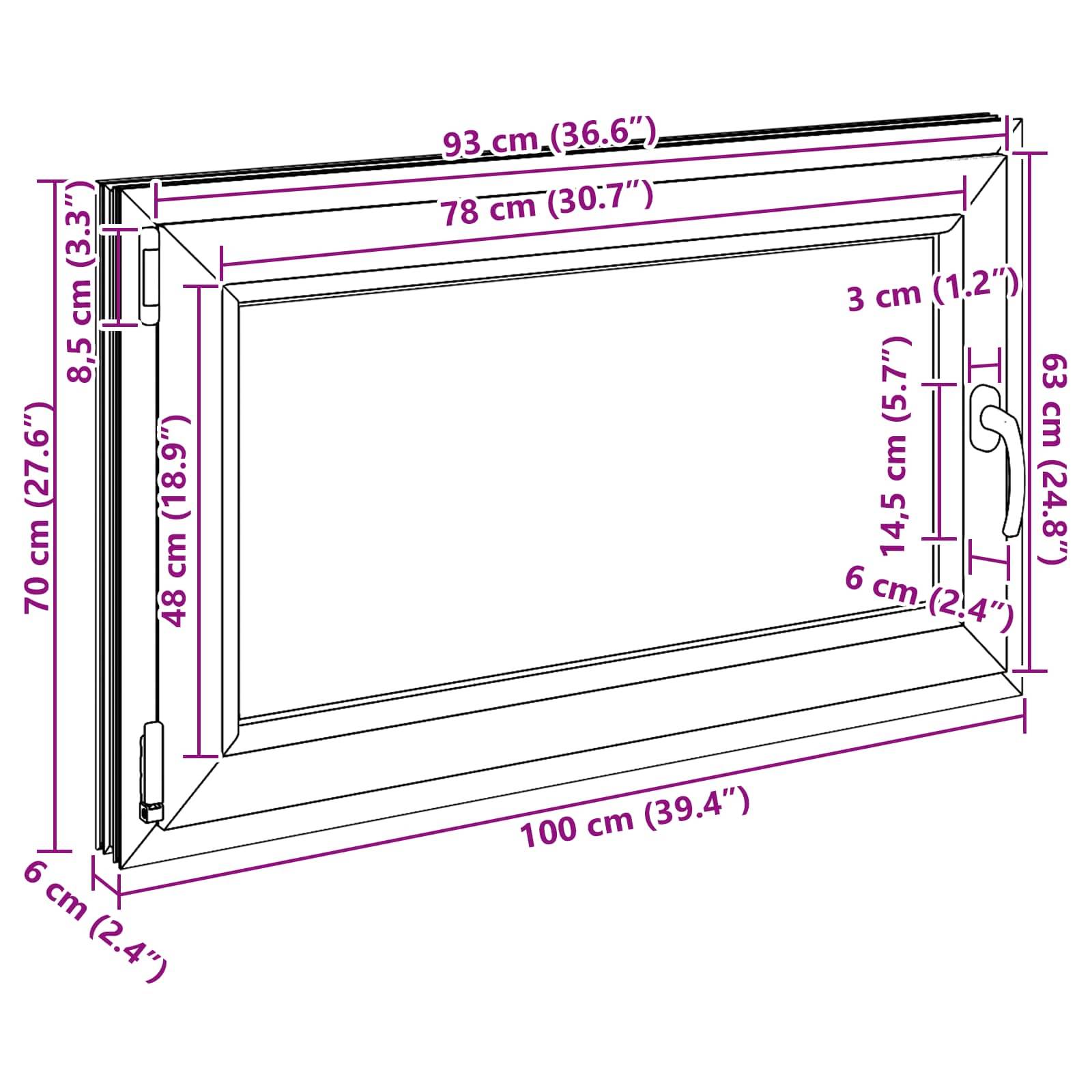vidaXL Kellerfenster RISOR 100 x 70 cm PVC und Glas Weiß