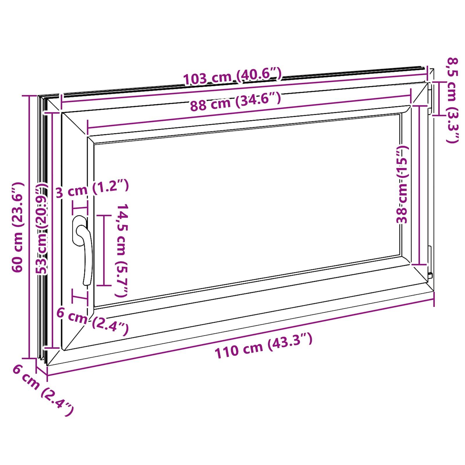vidaXL Kellerfenster RISOR 110 x 60 cm PVC und Glas Weiß