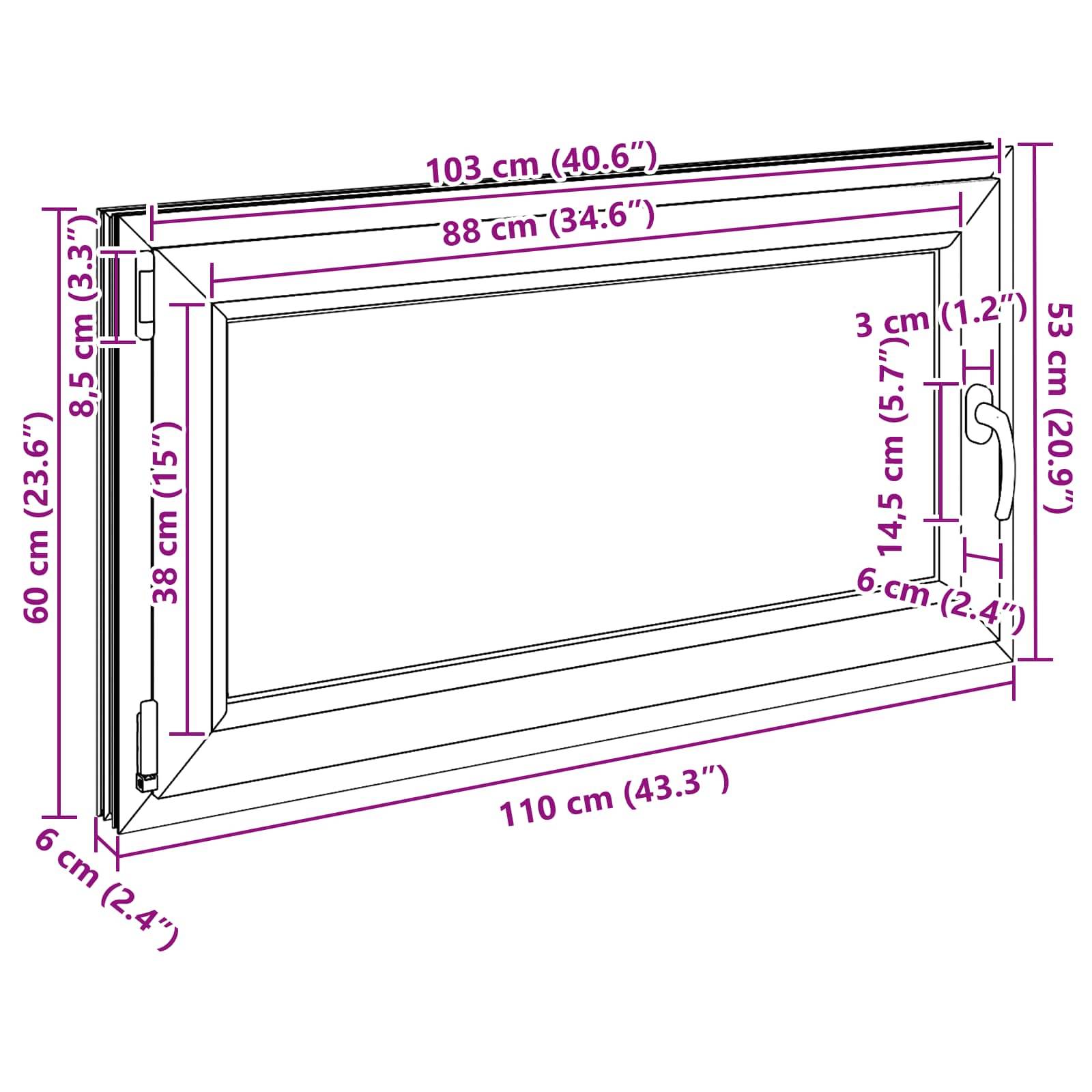 vidaXL Kellerfenster RISOR 110 x 60 cm PVC und Glas Weiß