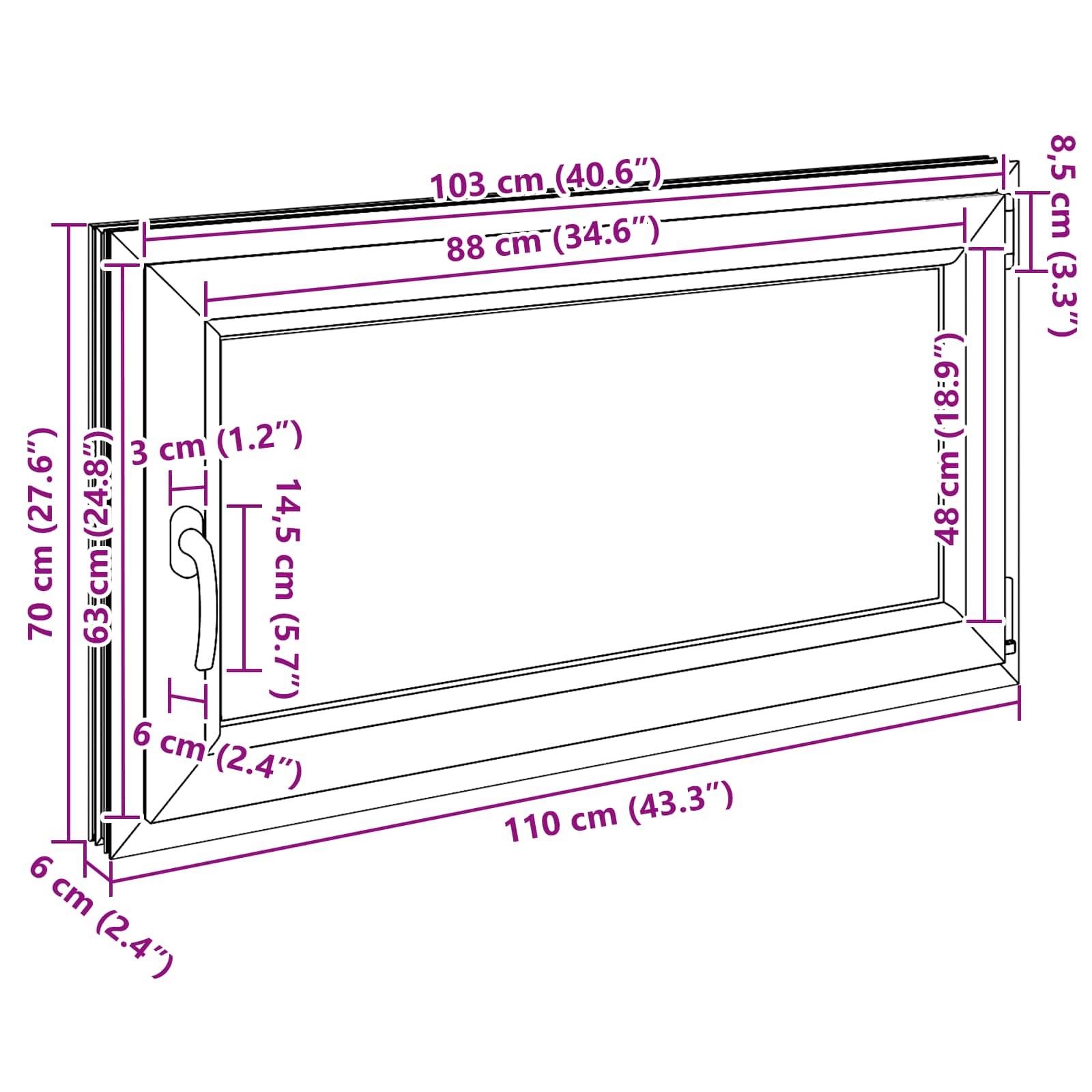 vidaXL Kellerfenster RISOR 110 x 70 cm PVC und Glas Weiß