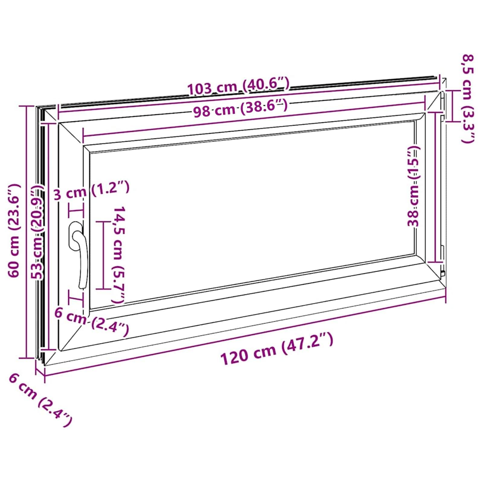 Kellerfenster RISOR Weiß 120 x 60 cm PVC und Glas