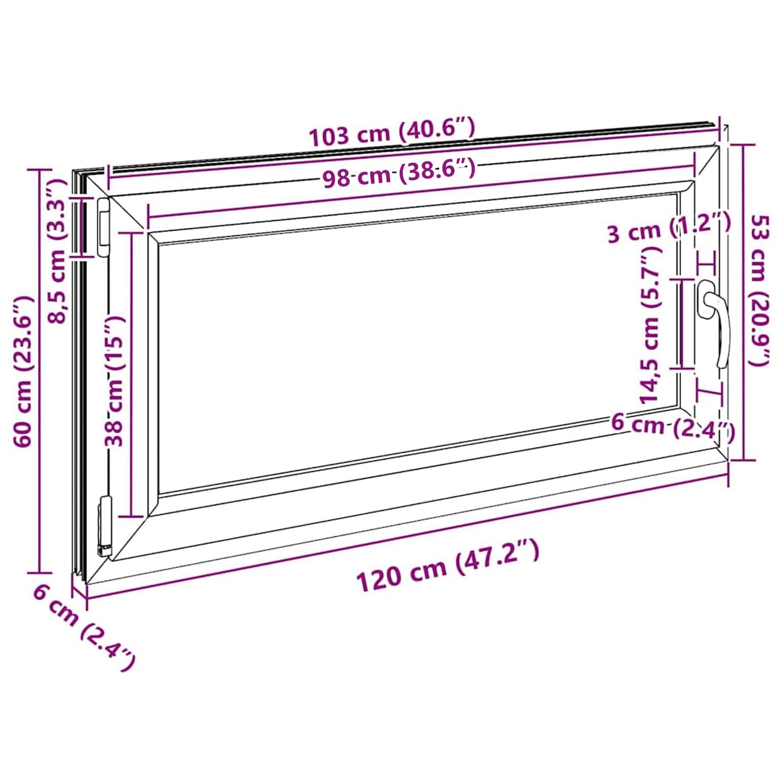 Kellerfenster RISOR Anthrazit 120 x 60 cm PVC und Glas