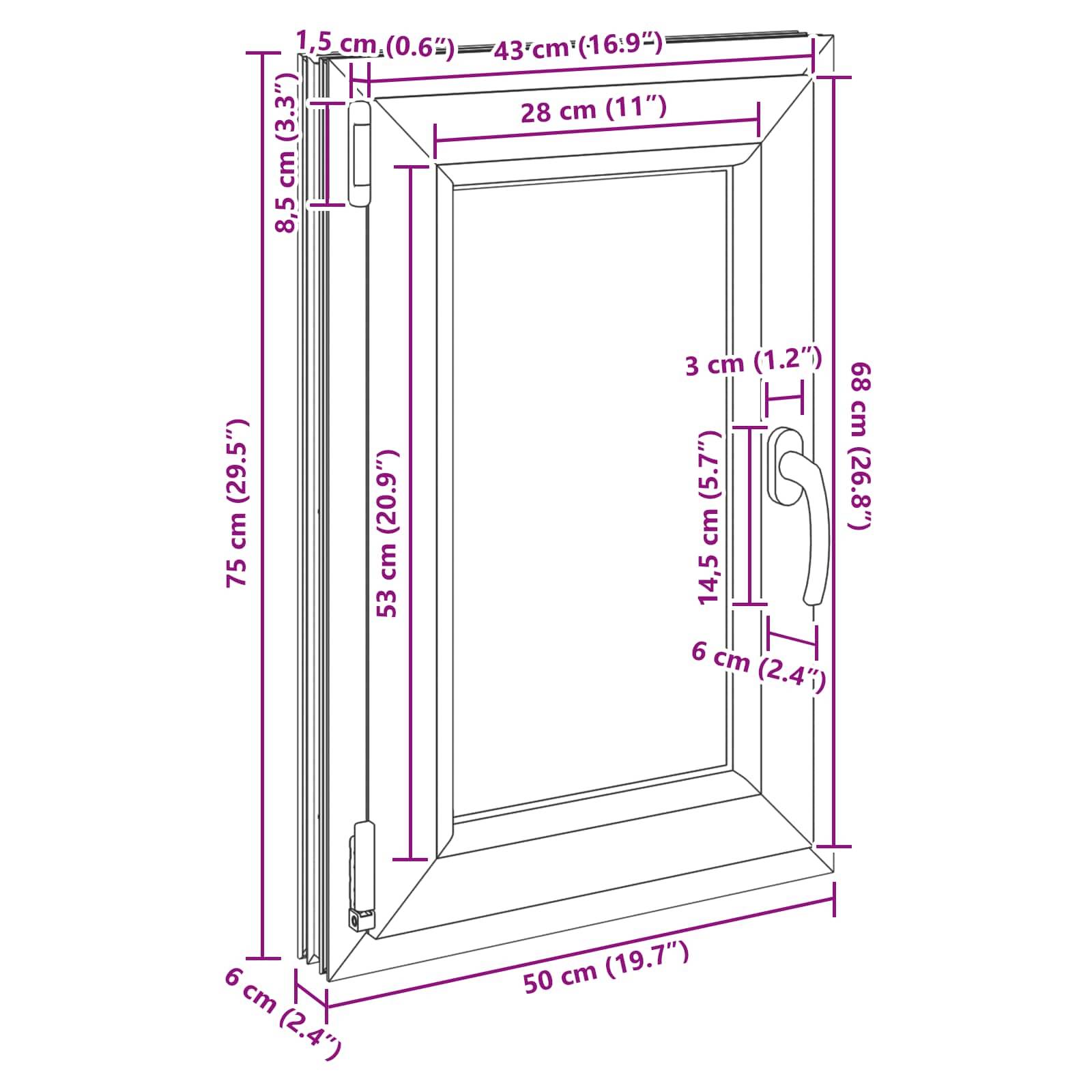 Kellerfenster RISOR Anthrazit 50 x 75 cm PVC und Glas