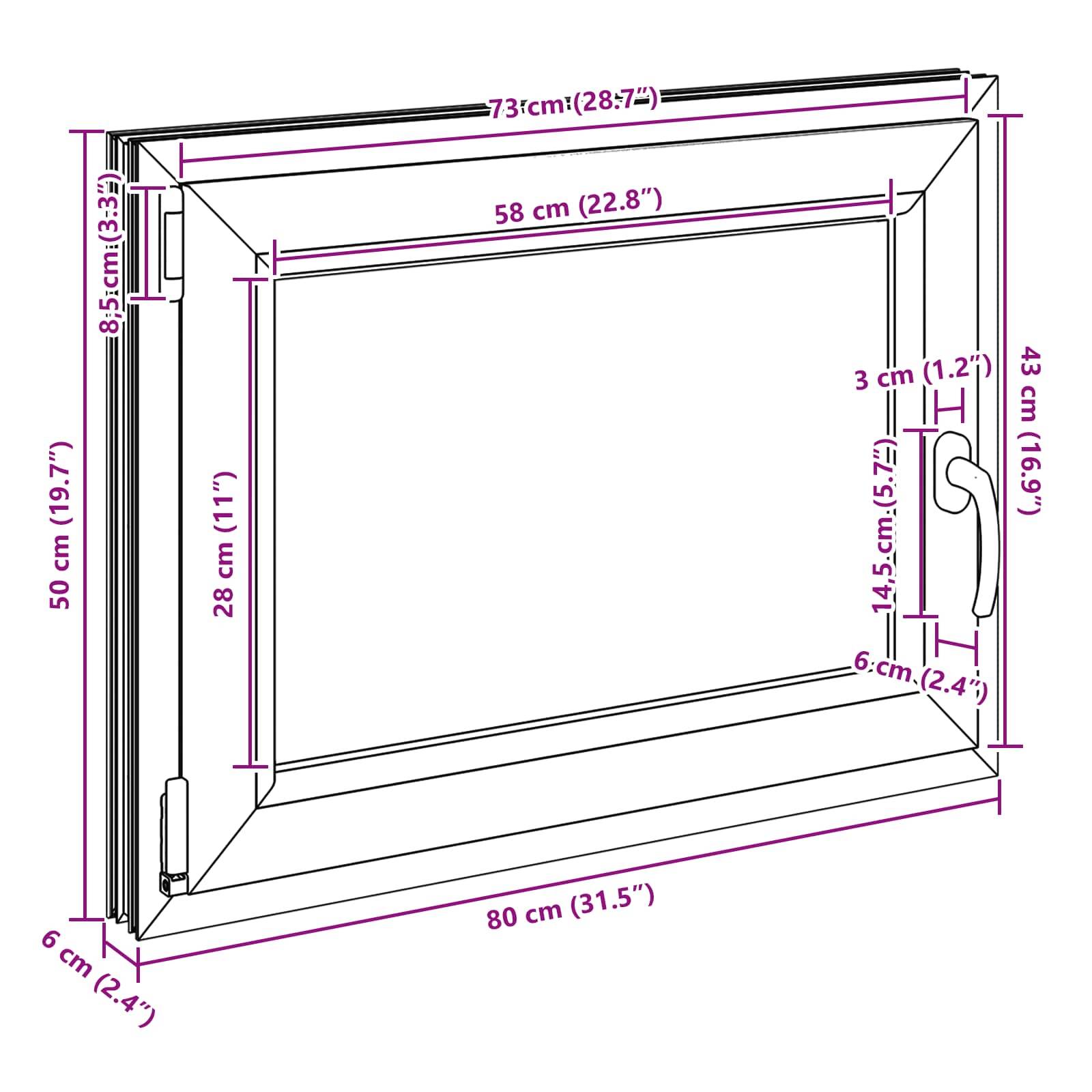 Kellerfenster RISOR Weiß 80 x 50 cm PVC und Glas