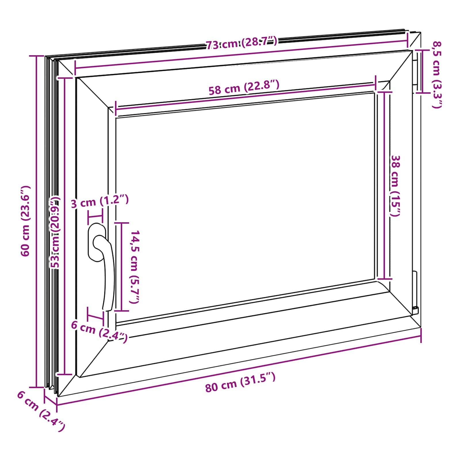 vidaXL Kellerfenster RISOR 80 x 60 cm PVC und Glas Weiß