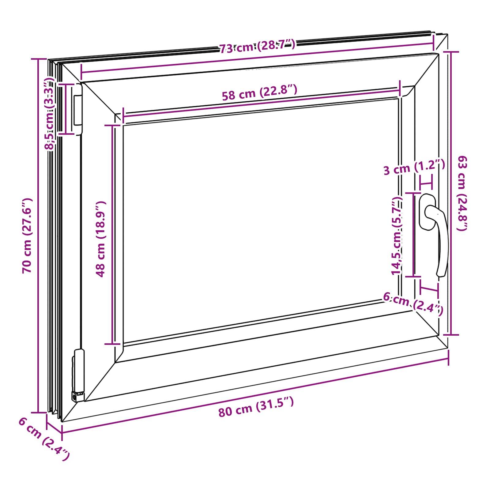 vidaXL Kellerfenster RISOR 80 x 70 cm PVC und Glas Weiß