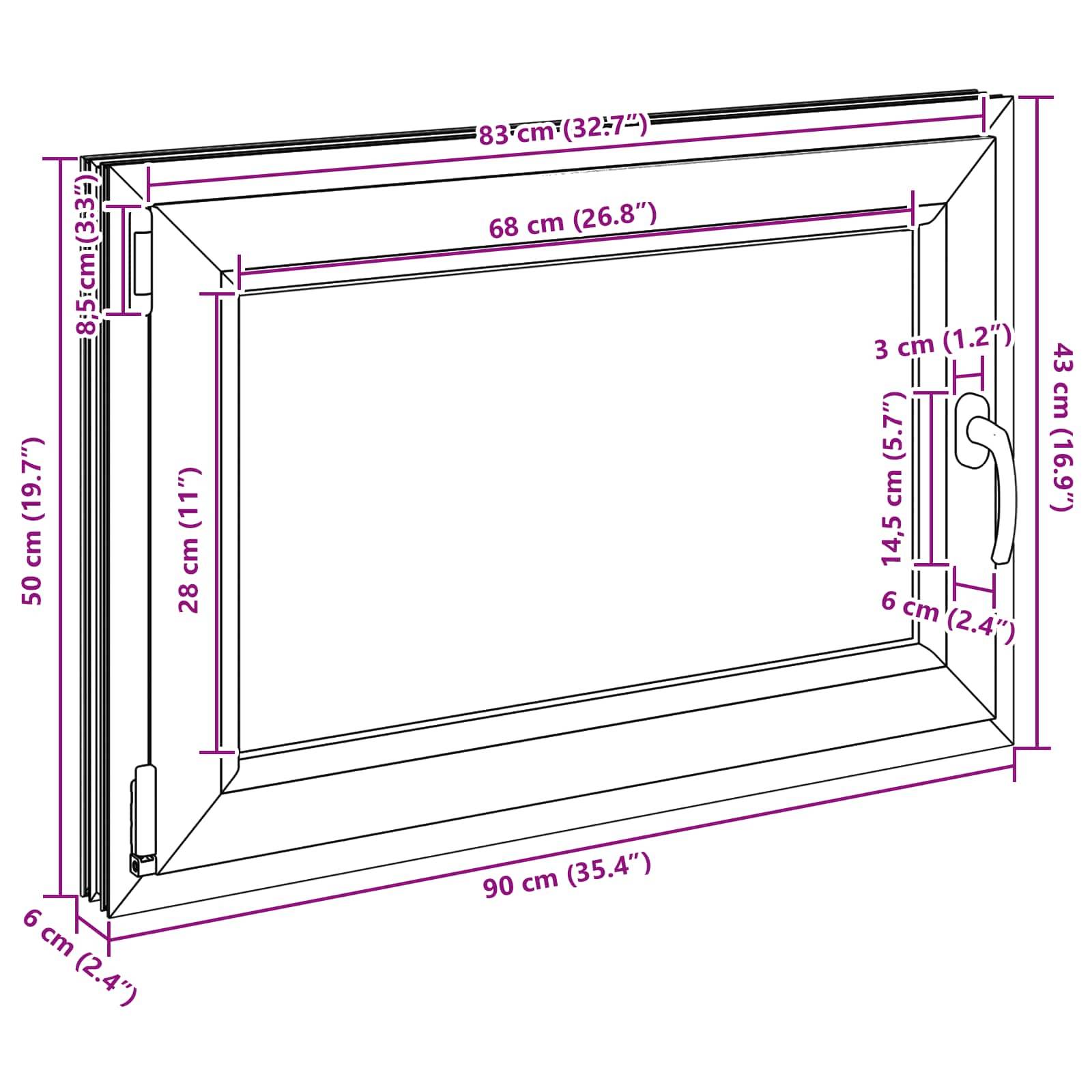 vidaXL Kellerfenster RISOR 90 x 50 cm PVC und Glas Weiß