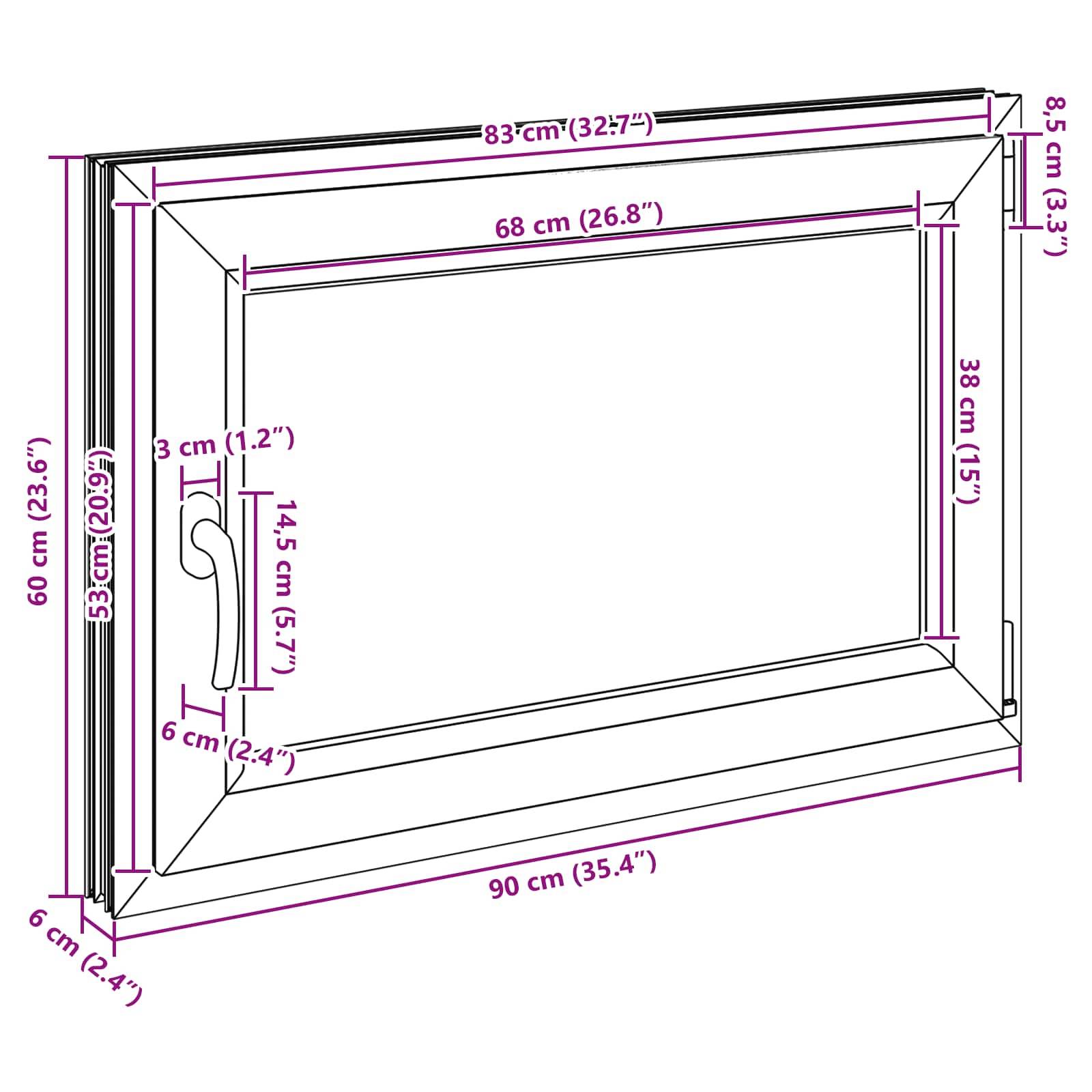vidaXL Kellerfenster RISOR 90 x 60 cm PVC und Glas Weiß
