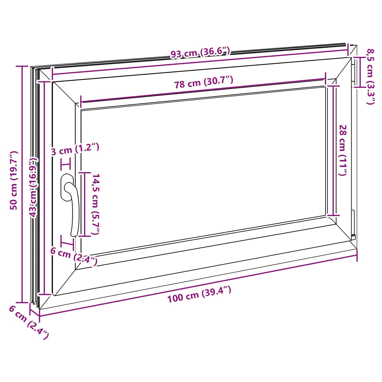 Kellerfenster RISOR Anthrazit 100 x 50 cm PVC und Glas