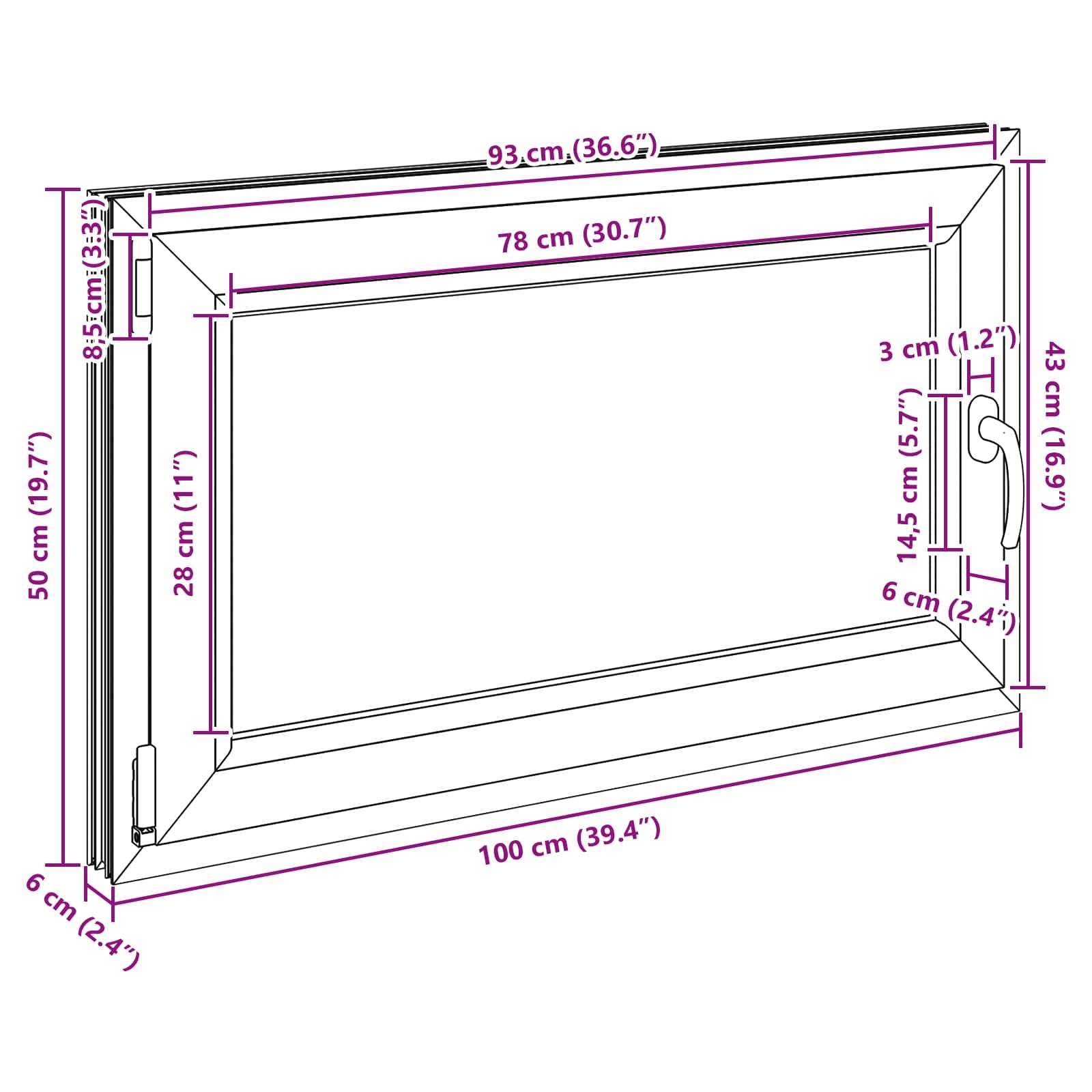Kellerfenster RISOR Weiß 100 x 60 cm PVC und Glas