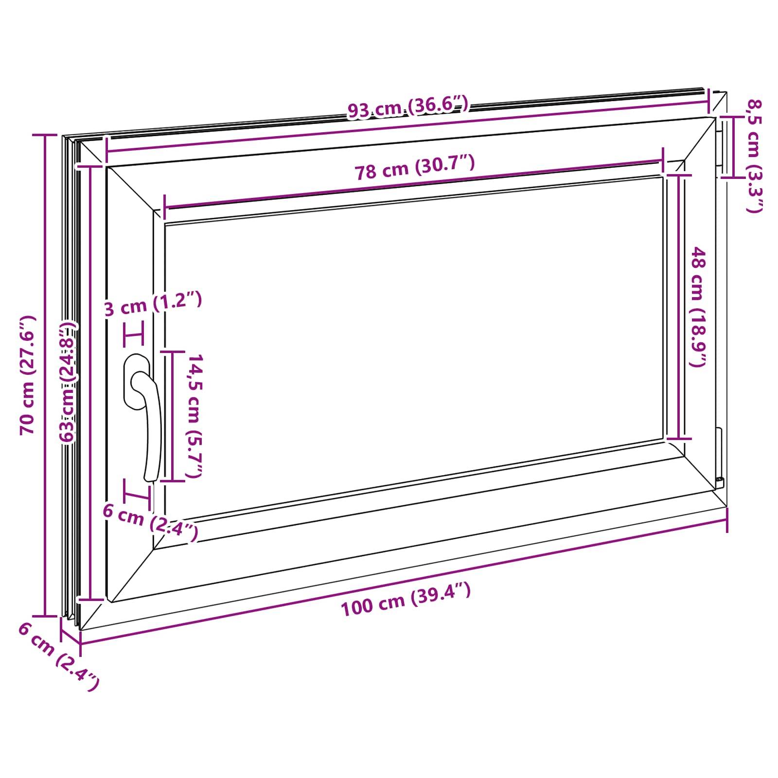 vidaXL Kellerfenster RISOR 100 x 70 cm PVC und Glas Anthrazit