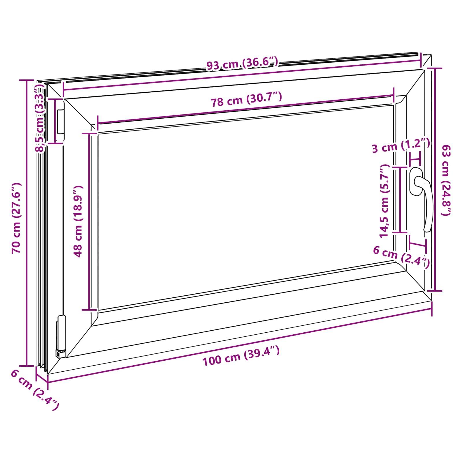 vidaXL Kellerfenster RISOR 100 x 70 cm PVC und Glas Anthrazit