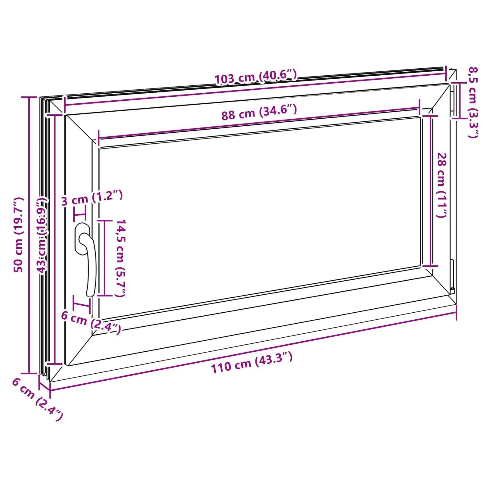 Kellerfenster RISOR Weiß 110 x 50 cm PVC und Glas