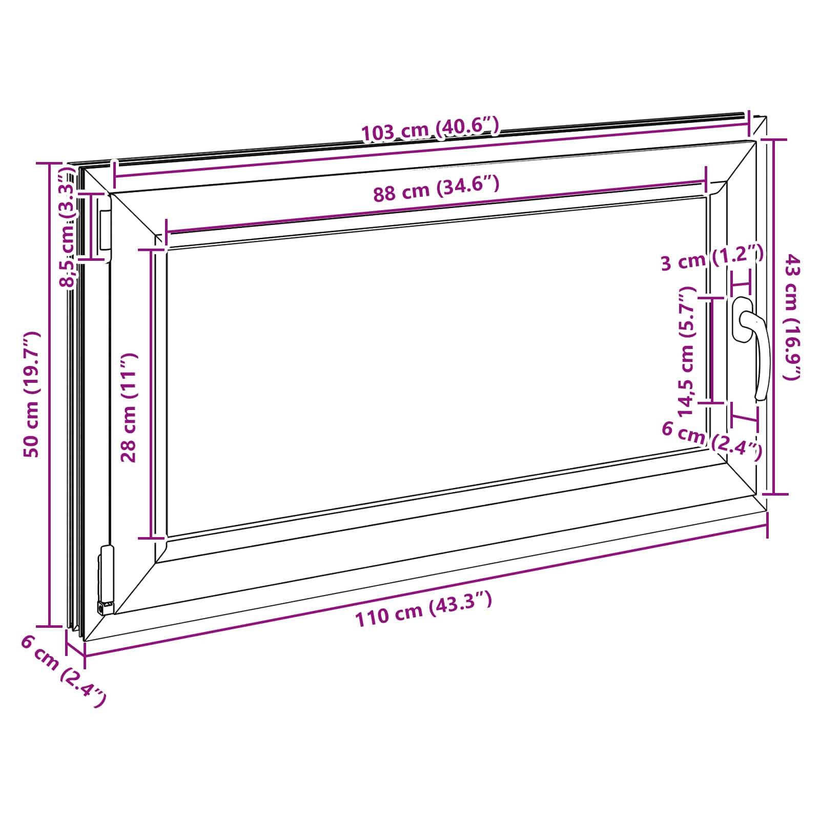 Kellerfenster RISOR Anthrazit 110 x 50 cm PVC und Glas