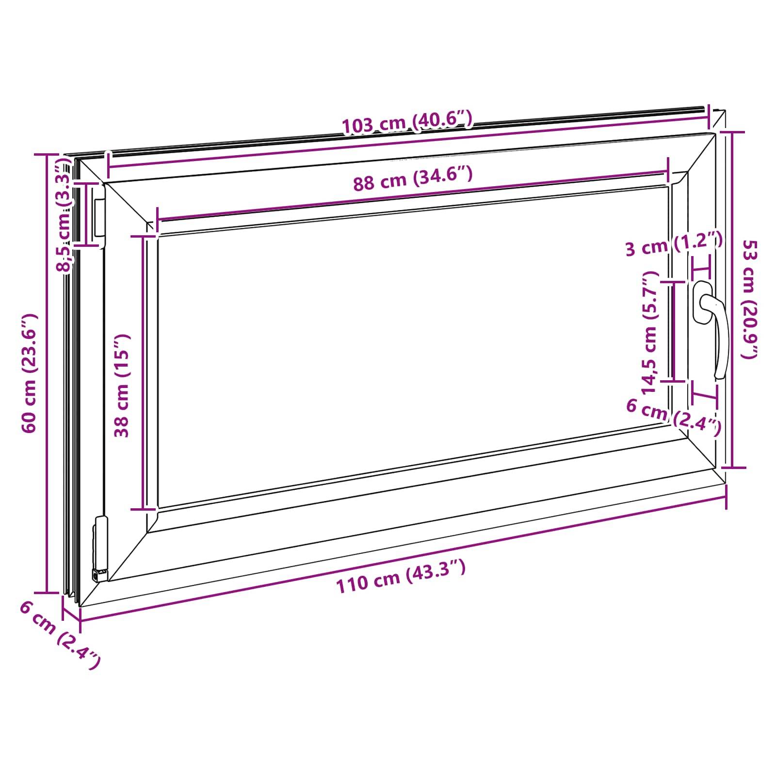 vidaXL Kellerfenster RISOR 110 x 60 cm PVC und Glas Weiß
