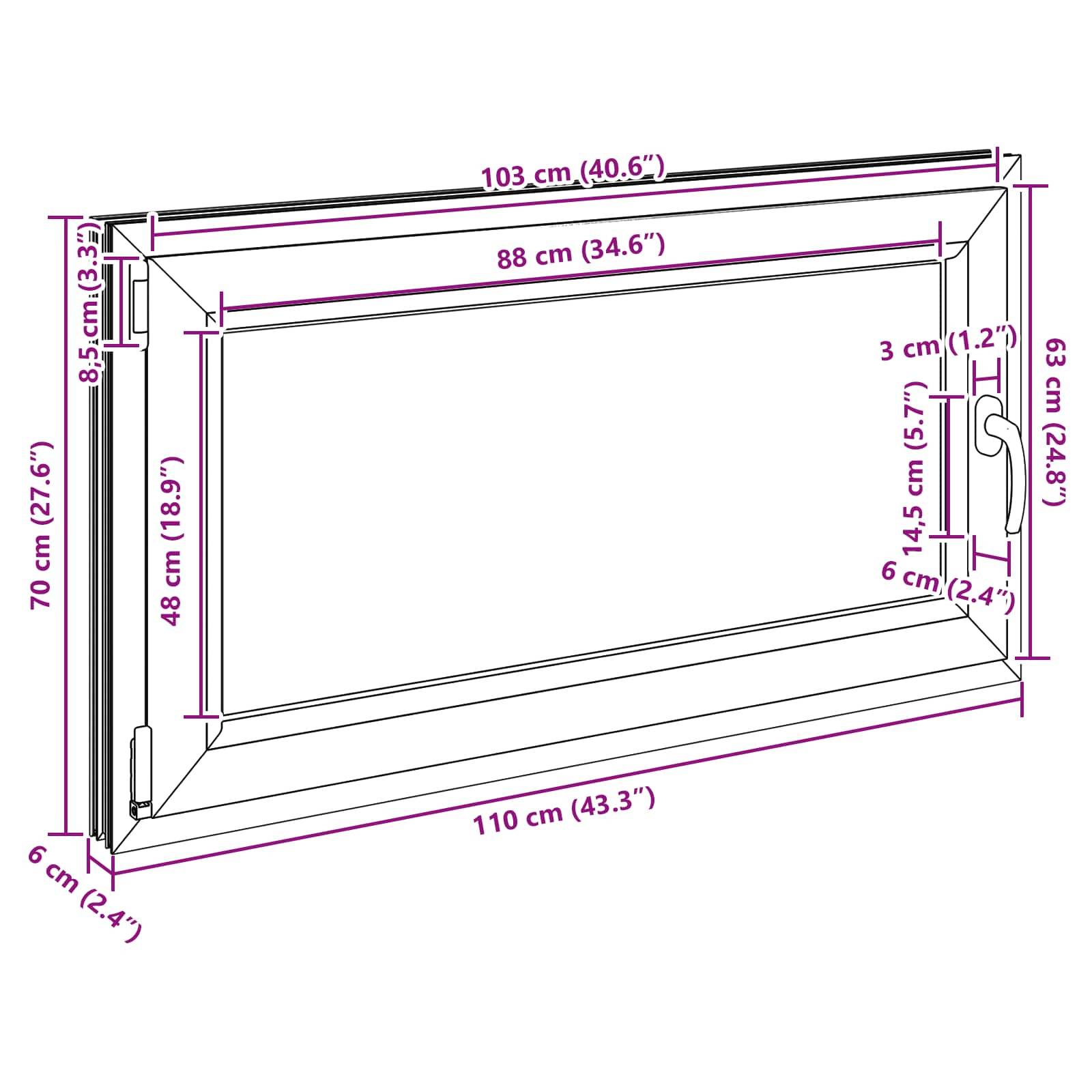 vidaXL Kellerfenster RISOR 110 x 70 cm PVC und Glas Weiß