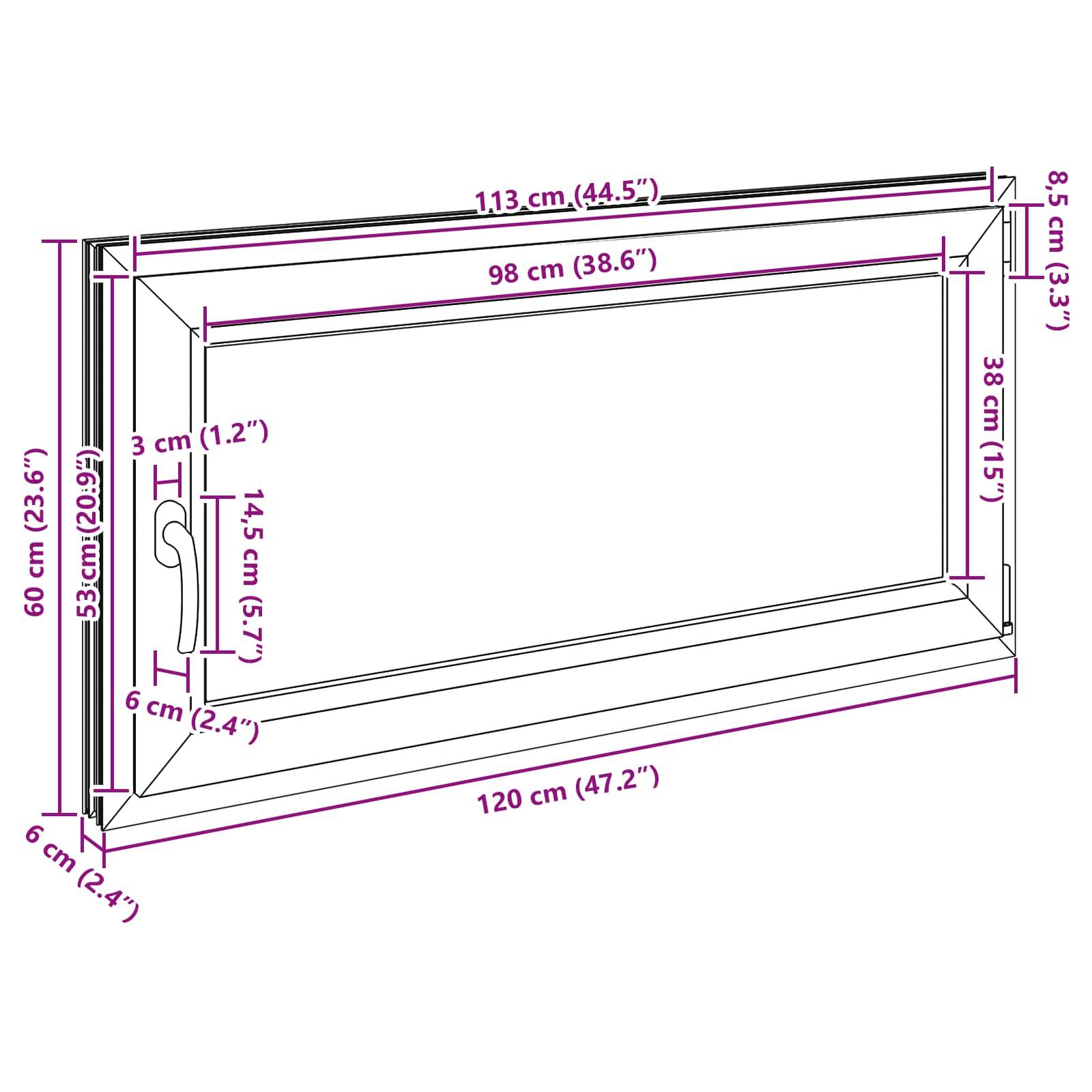 Kellerfenster RISOR Anthrazit 120 x 60 cm PVC und Glas