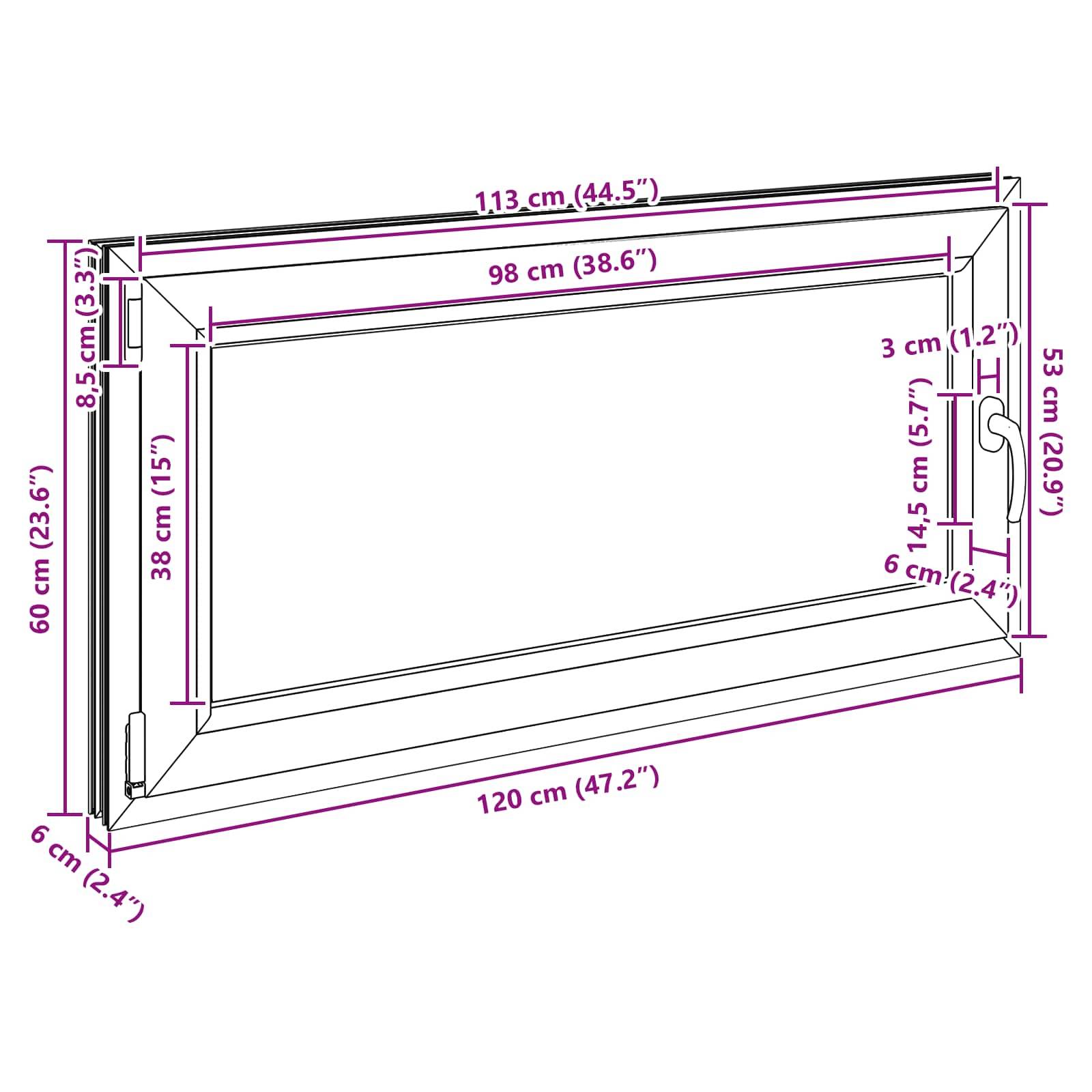 Kellerfenster RISOR Weiß 120 x 60 cm PVC und Glas
