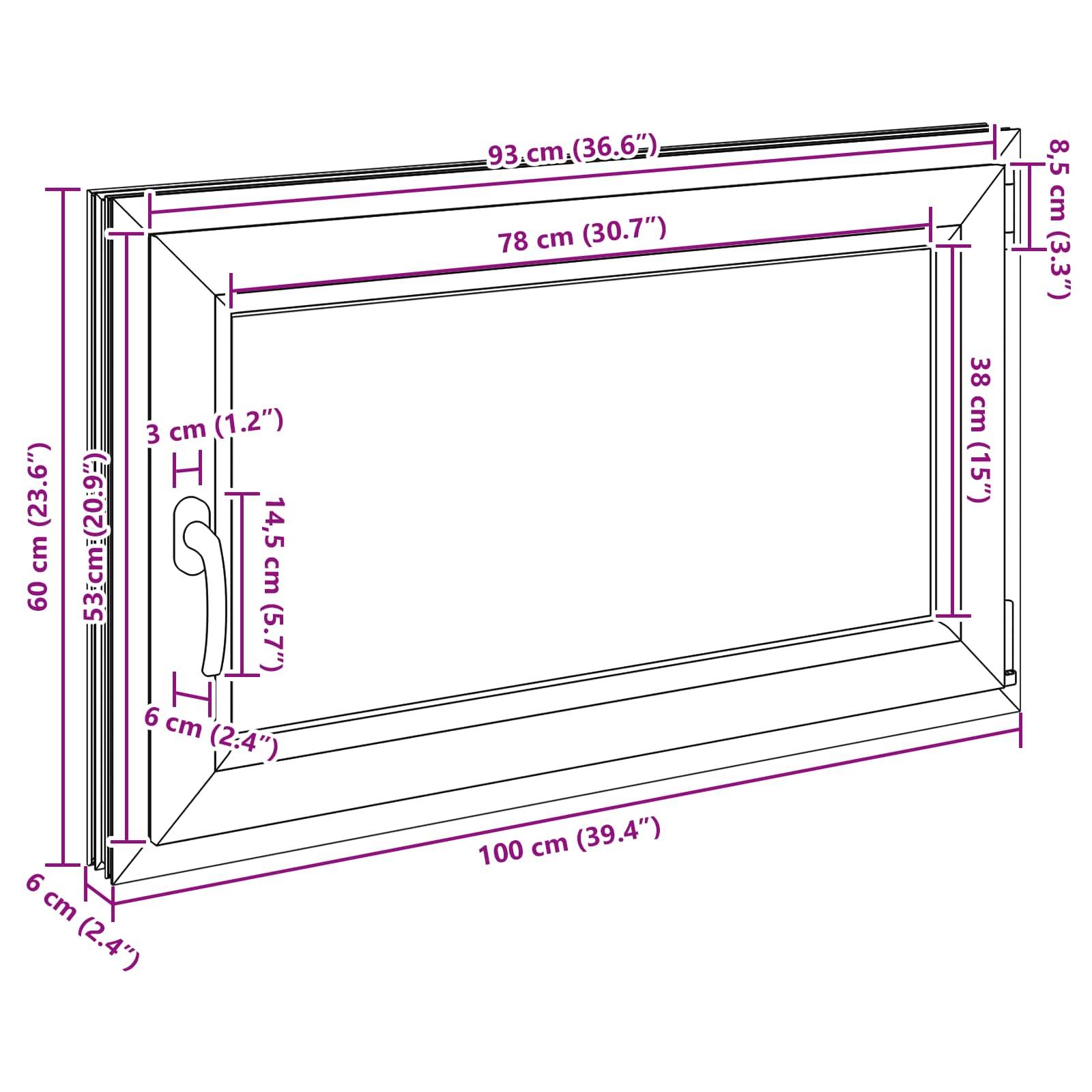 Kellerfenster RISOR 100 x 60 cm PVC und Glas Weiß