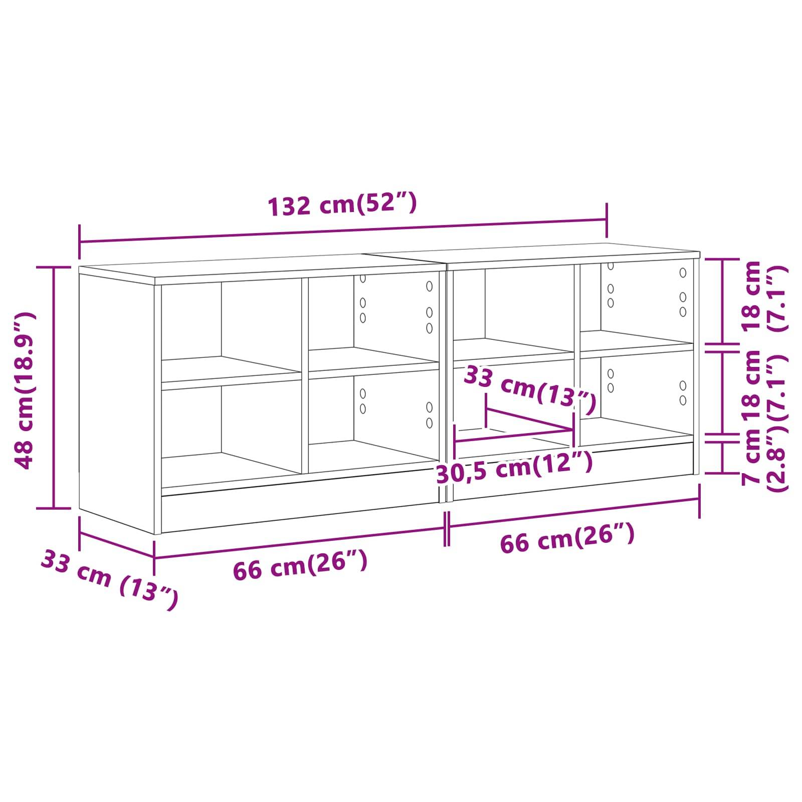 vidaXL Bettschrank 2 pcs Betongrau 66 x 33 x 48 cm Holzwerkstoff