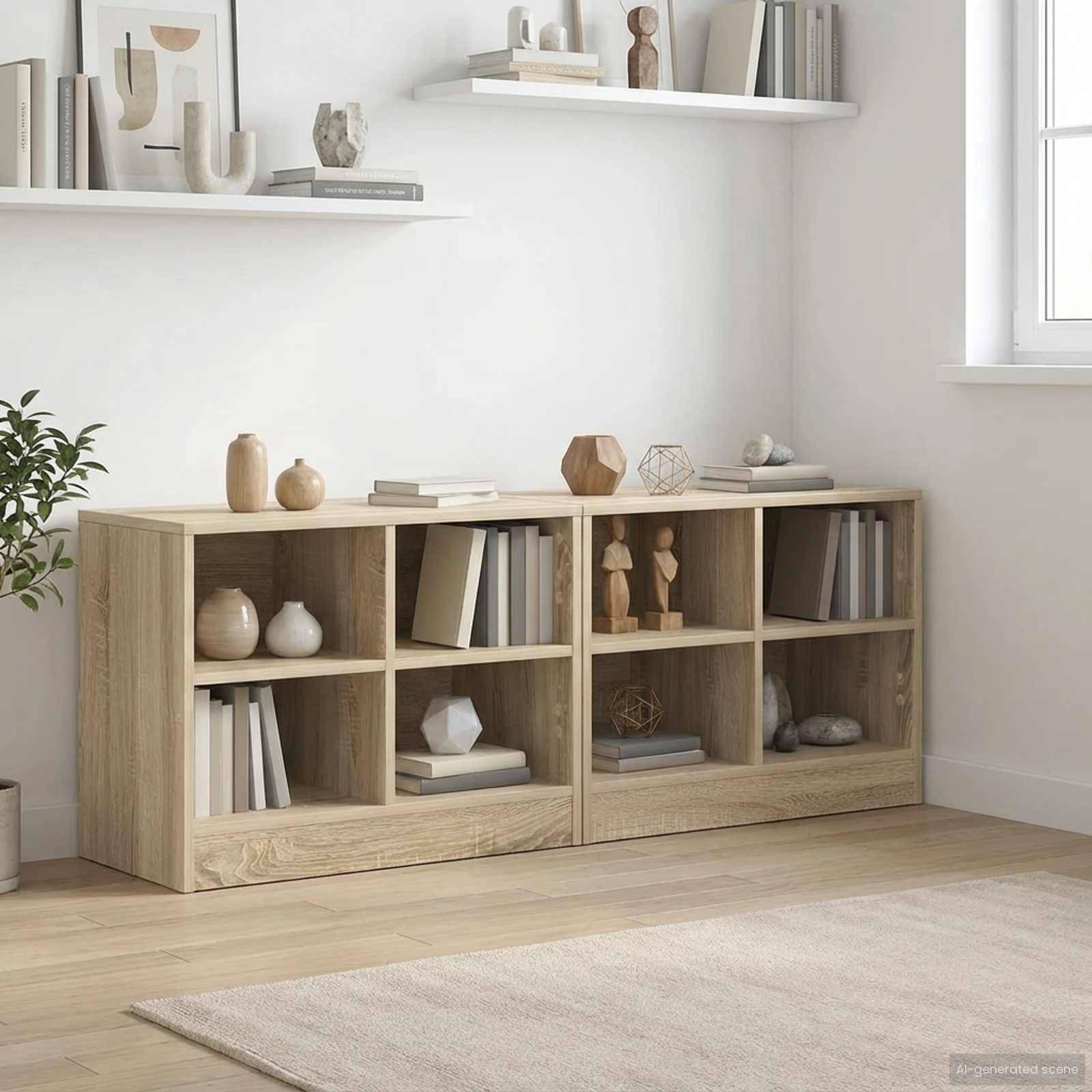 vidaXL Bettschrank 2 pcs Sonoma-Eiche 66 x 33 x 48 cm Holzwerkstoff