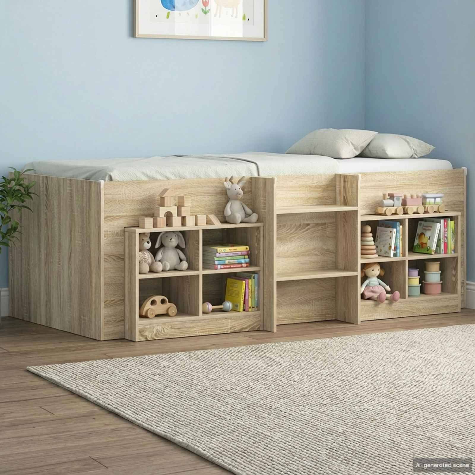 vidaXL Bettschrank 2 pcs Sonoma-Eiche 66 x 33 x 48 cm Holzwerkstoff