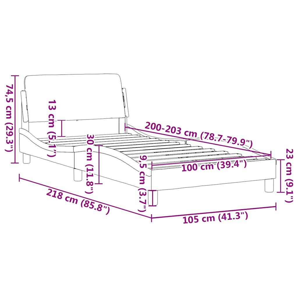 vidaXL Bettgestell "Dover" Dunkelgrau 100x203 cm Stoff