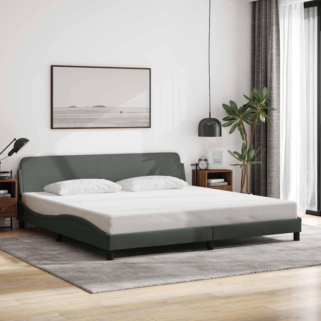 vidaXL Bettgestell "Dover" Dunkelgrau 193x203 cm Stoff