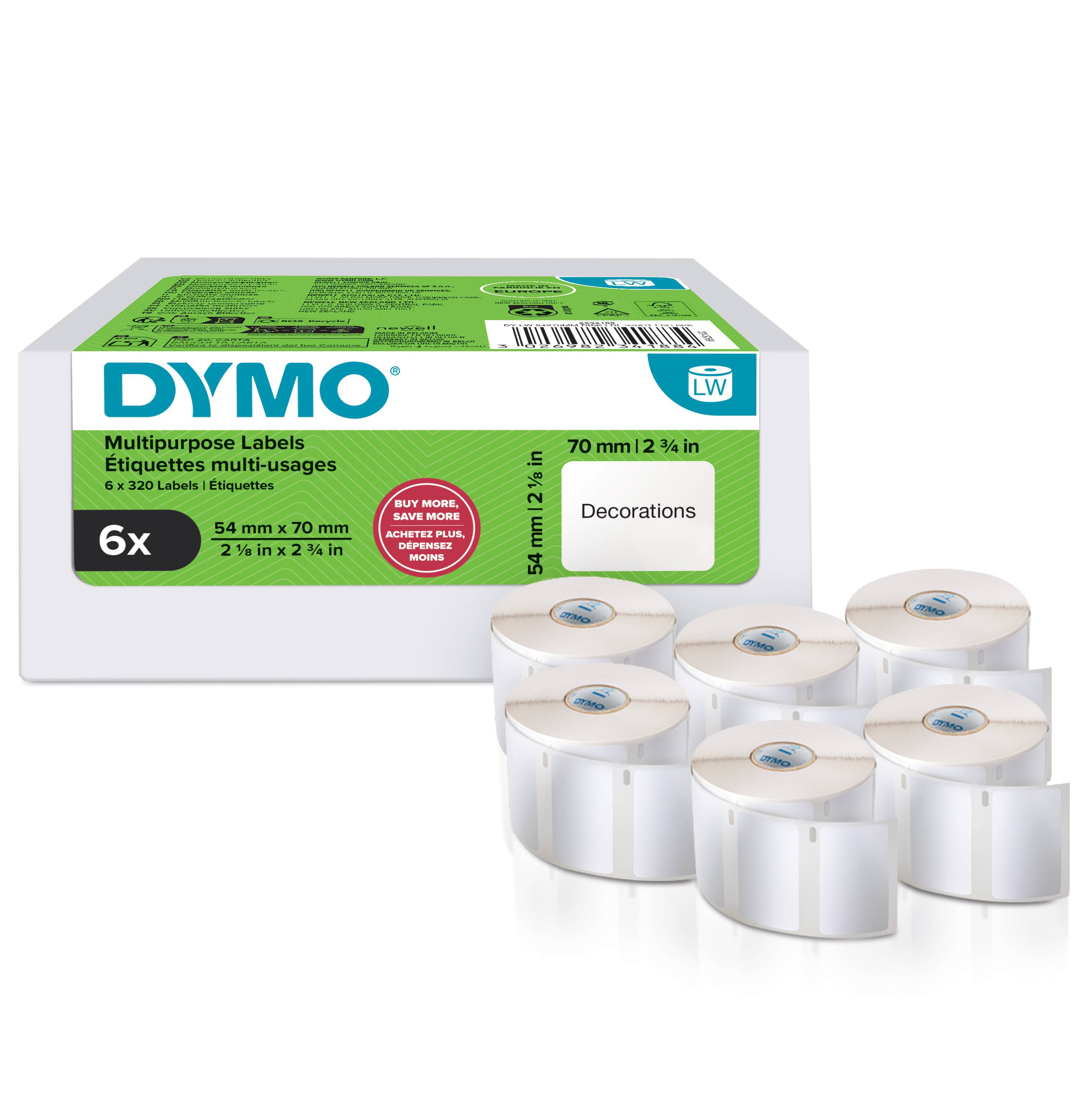Dymo Klebstoff - weiß - 54 x 70 mm 500 Etikett(en) (6 Rolle(n)