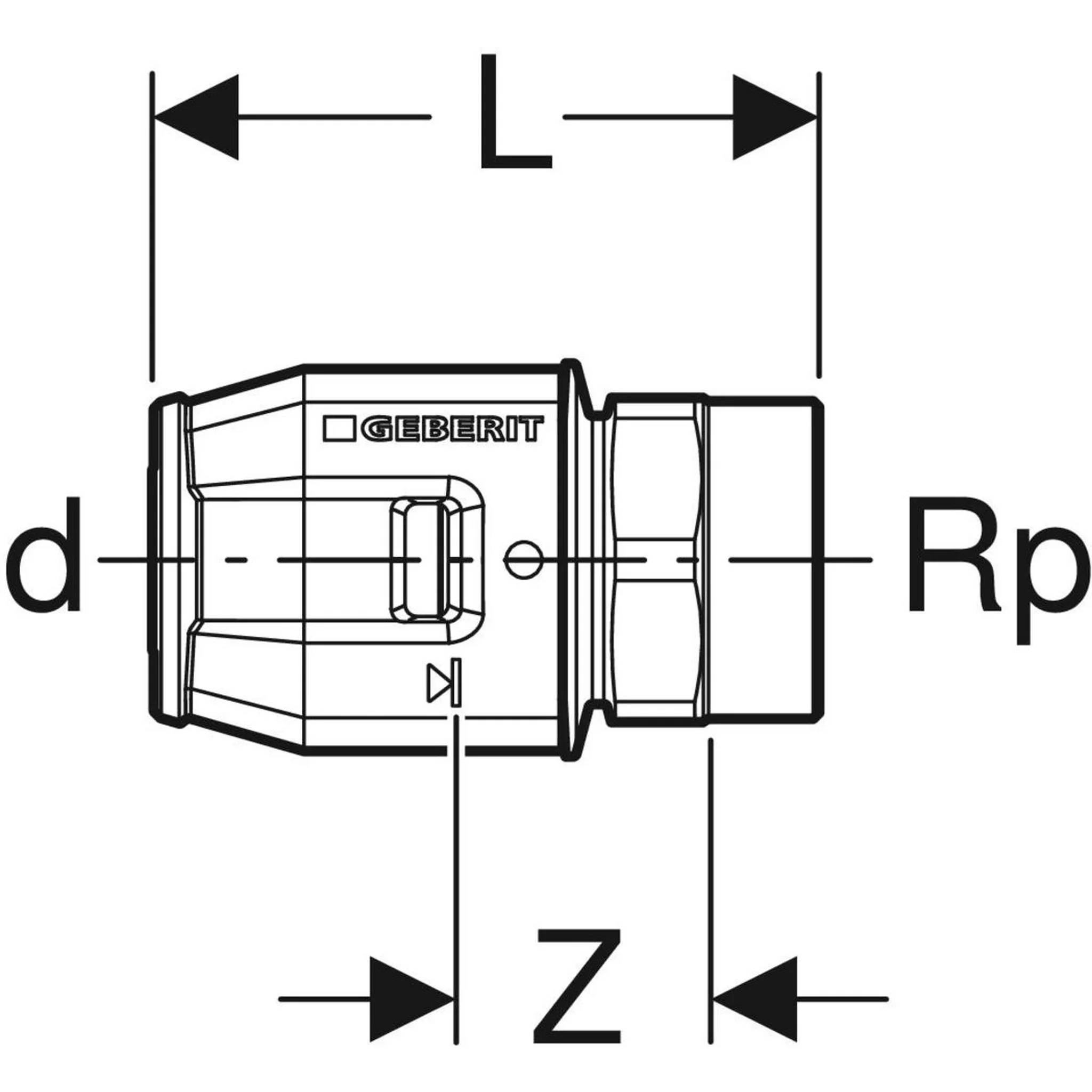 Geberit GE PushFit Übergang IG, Messing, d20mm x Rp3/4, 10 Stk.