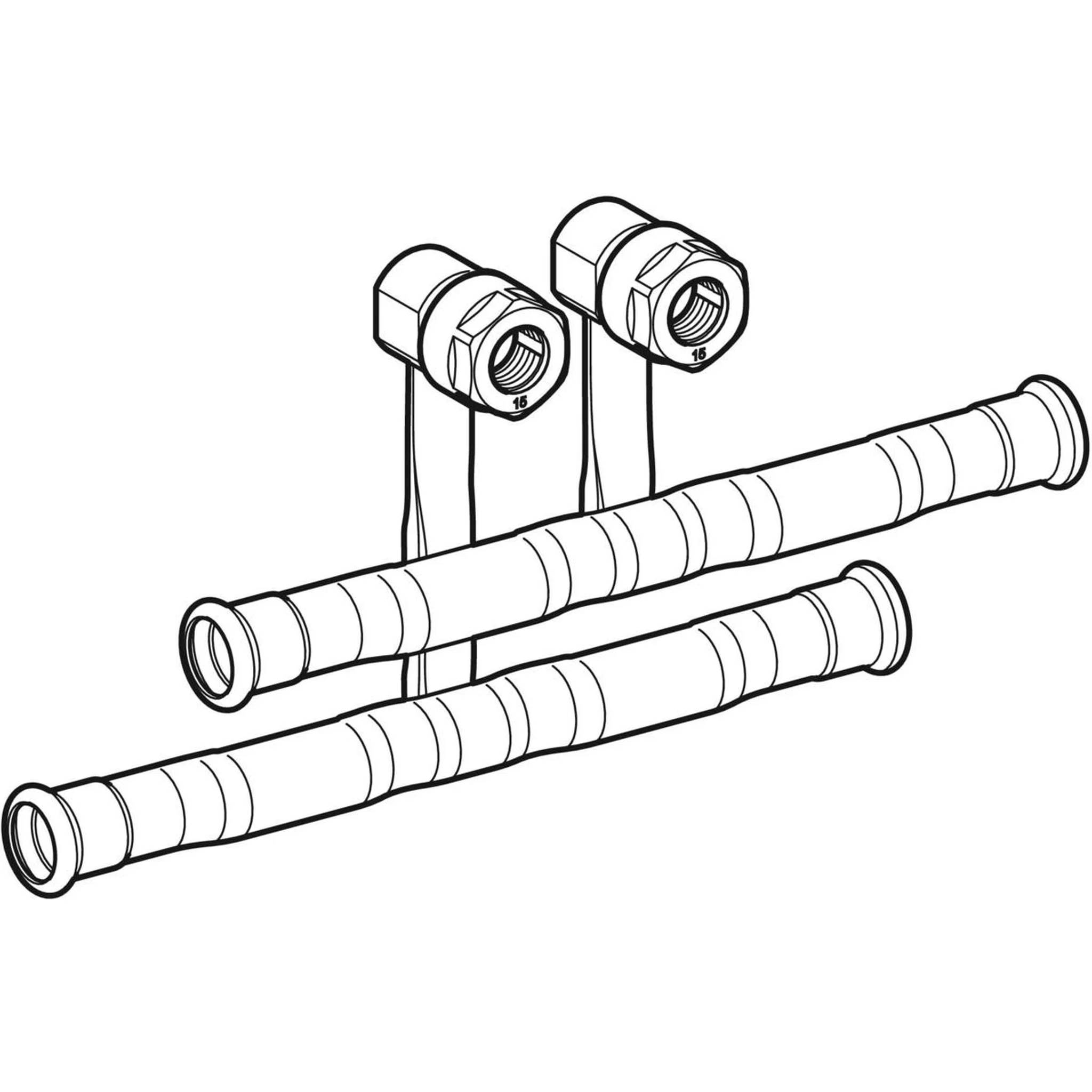 Geberit GE Mapress, C-Stahl, Heizungsanschluss-Set, VL/RL, mit Eck-Klemmverschraubung, d22 x 15mm, 1 Stk.