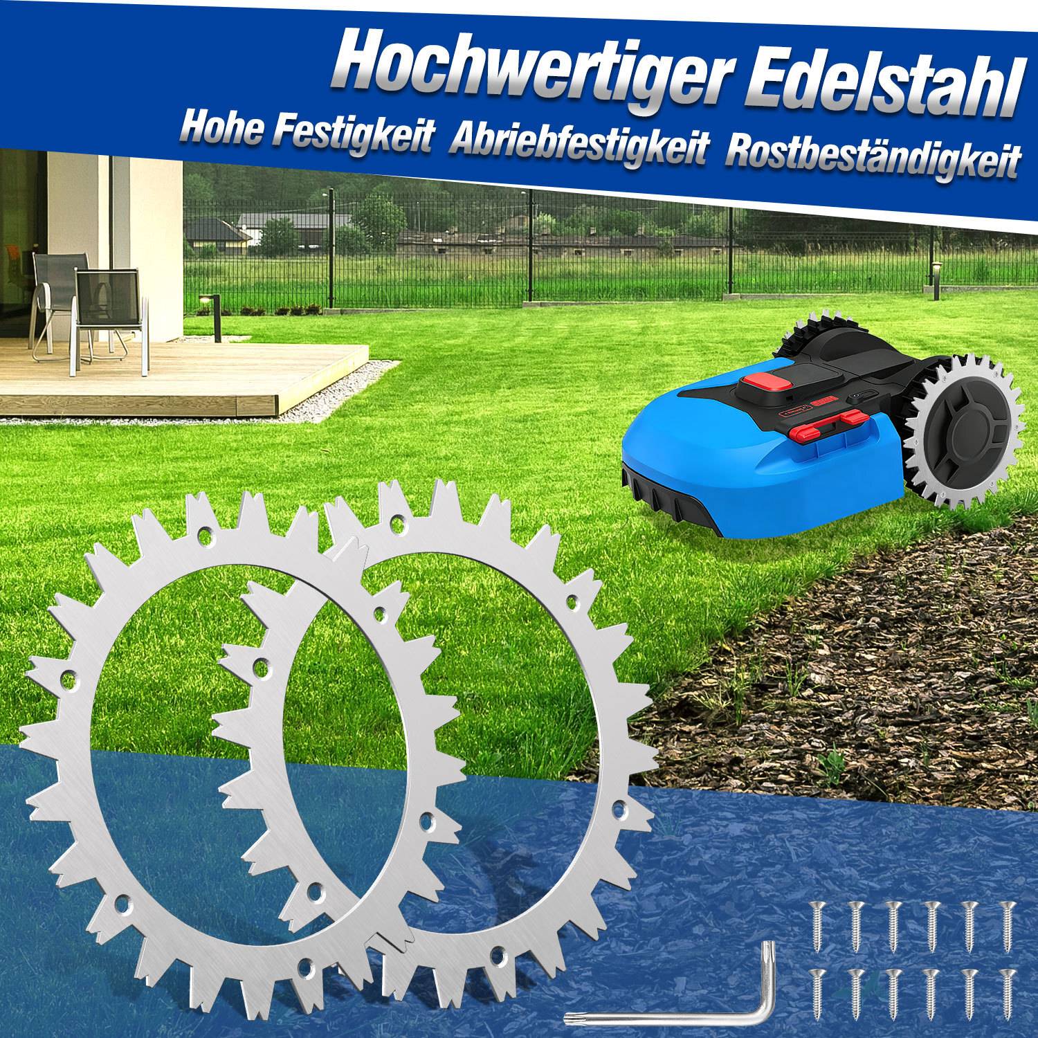 Mähroboter Rad Spikes Anti-Rutsch-Platten 2er Set Silber aus 65# Manganstahl