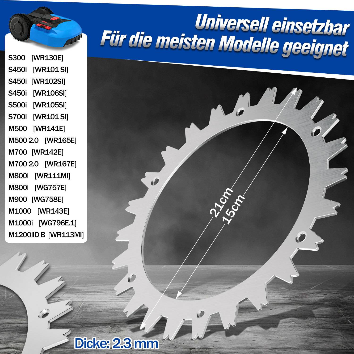 Mähroboter Rad Spikes Anti-Rutsch-Platten 2er Set Silber aus 65# Manganstahl