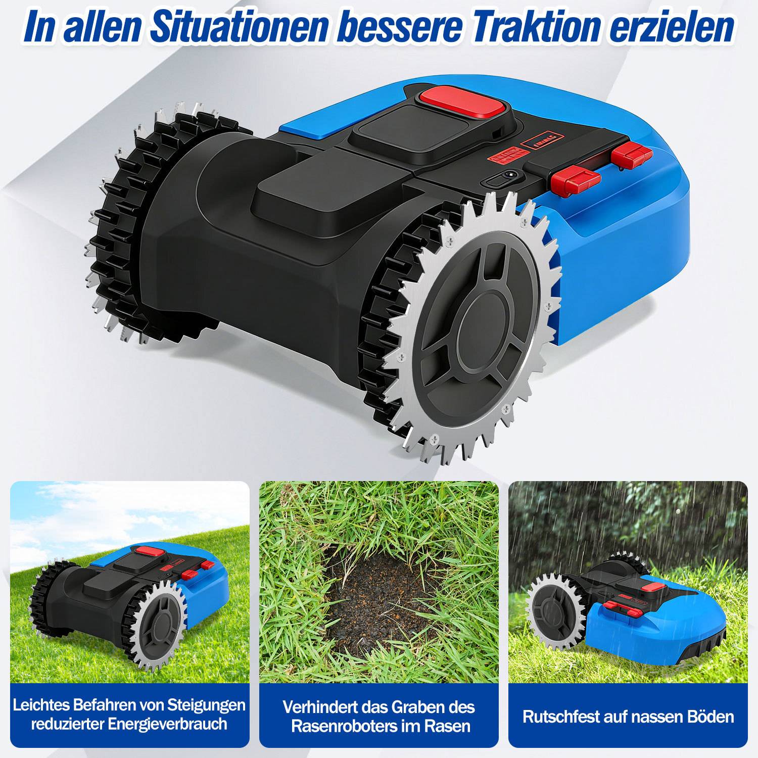 Mähroboter Rad Spikes Anti-Rutsch-Platten 2er Set Silber aus 65# Manganstahl