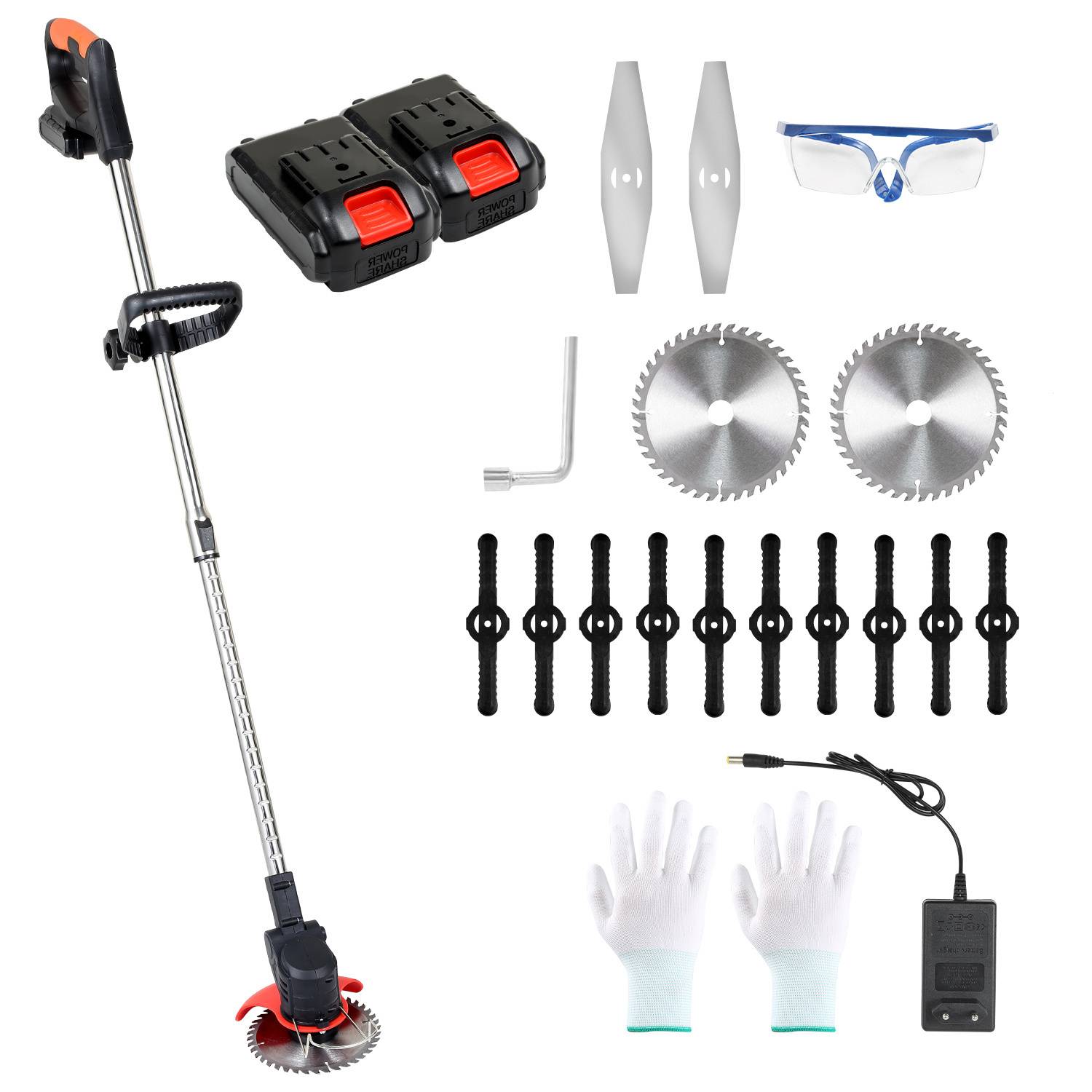 Akku-Rasentrimmer, Rasenkantenschneider (inkl. 2X 1.5Ah Akkus und Ladegerät), 2-in-1 Funktion Rasentrimmer, 18.000 U/min, 24V, Kantenschneider