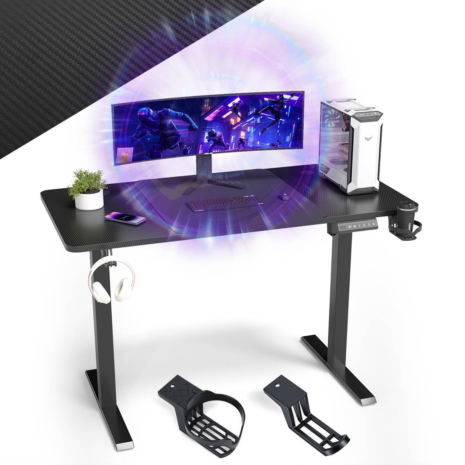 Elektrischer Schreibtisch höhenverstellbar 120x60 cm – Einmotor Tischgestell 2-stufig 55x55 mm, Sitz-Steh Tisch mit Tischplatte, Schwarz