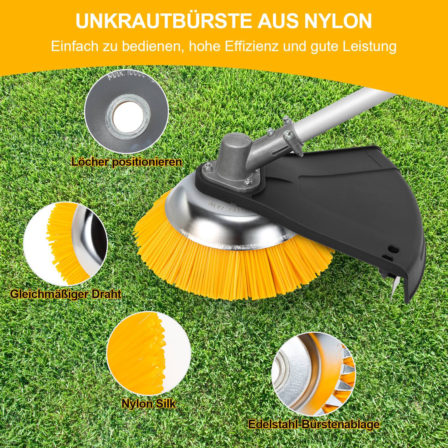 Unkrautbürste Garten Für Stihl Nylon Gezopft Profi 25,4x200mm 8 Zoll Trimmer