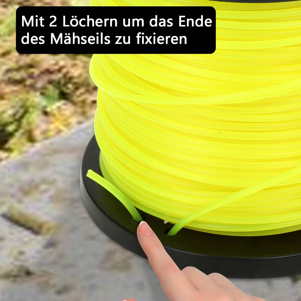 Mähfaden 100M Rund/Stern/6-skant Trimmerfäden Ersatz 2,4mm Gelb