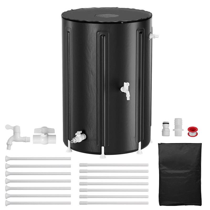 380L Regentonne Faltbar Schwarz mit Wasserhahn – Regenwassertonne Regenfass Wassertank PVC Regenwasserspeicher für Garten
