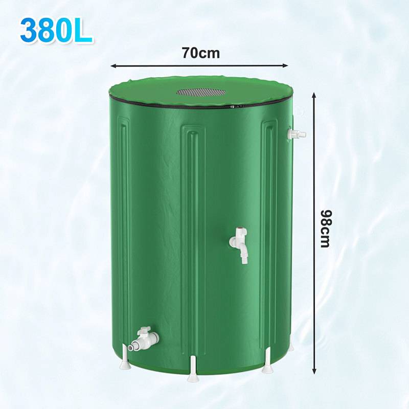 380L Regentonne Faltbar Grün mit Wasserhahn – Regenwassertonne Regenfass Wassertank PVC Regenwasserspeicher