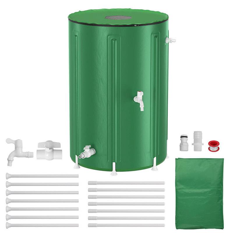 380L Regentonne Faltbar Grün mit Wasserhahn – Regenwassertonne Regenfass Wassertank PVC Regenwasserspeicher